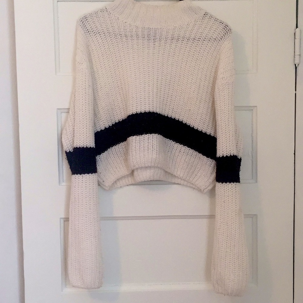 White and Black Strip Sweater